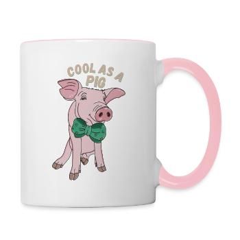Cool as a Pig - Tasse zweifarbig - Weiß/Pink - Rechts