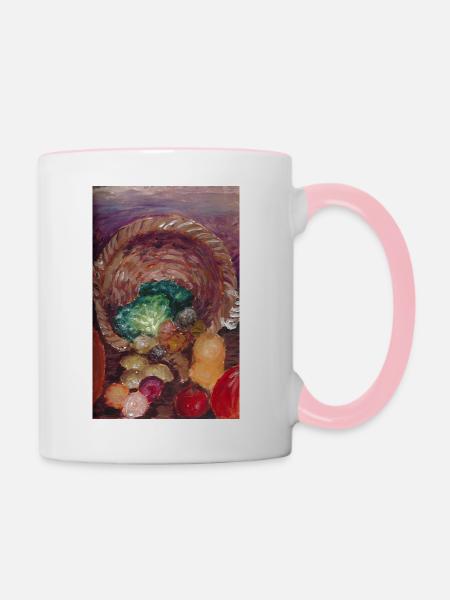 Obst- und Gemüsekorb - Tasse zweifarbig - Weiß/Pink