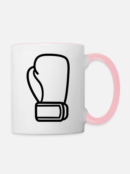 Boxhandschuh - Tasse zweifarbig - Weiß/Pink