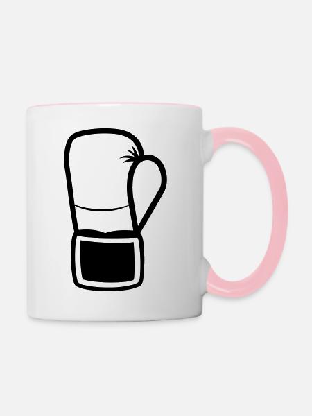 Boxhandschuh - Tasse zweifarbig - Weiß/Pink