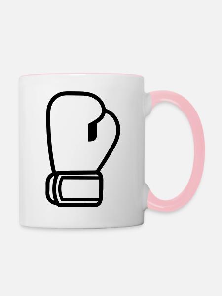Boxhandschuh - Tasse zweifarbig - Weiß/Pink
