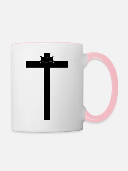 Kreuz Jesu - Tasse zweifarbig - Weiß/Pink
