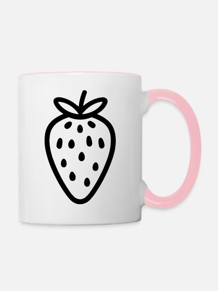 Erdbeere - Tasse zweifarbig - Weiß/Pink