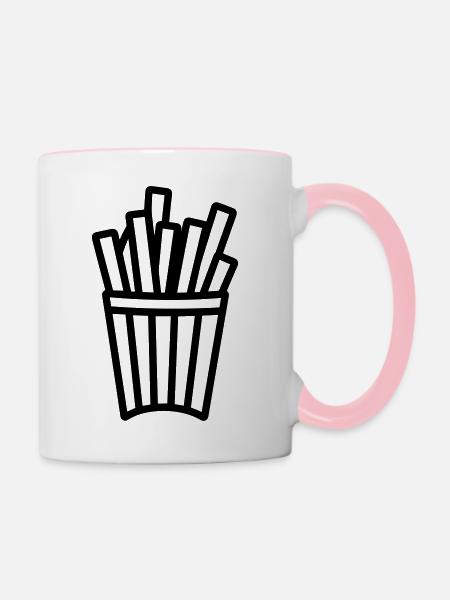 Pommes frites - Tasse zweifarbig - Weiß/Pink