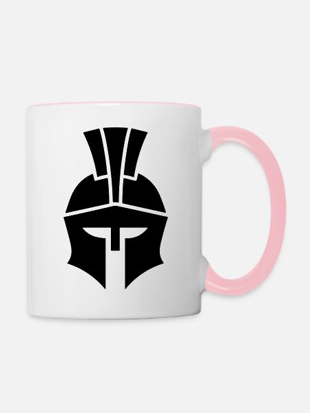 Spartanischer Helm - Tasse zweifarbig - Weiß/Pink