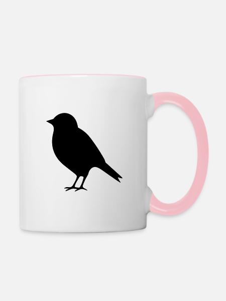 Vögelchen - Tasse zweifarbig - Weiß/Pink