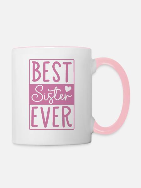 Beste Schwester - Tasse zweifarbig - Weiß/Pink