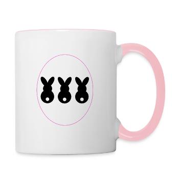 3 Lapin à l’ombre unie de l’œuf - Mug contrasté - blanc/rose - Droite