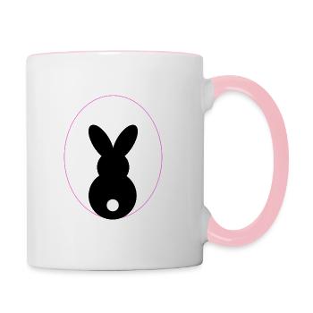 Lapin dans l’ombre légère de l’œuf - Mug contrasté - blanc/rose - Droite