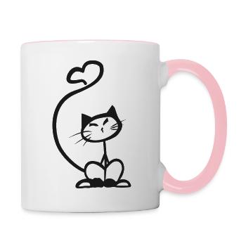 Happy Le Chat Coeur noir - Mug contrasté - blanc/rose - Droite