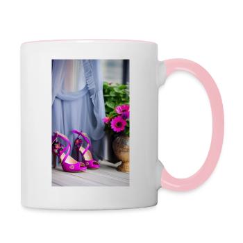Pink High Heels - Tasse zweifarbig - Weiß/Pink - Rechts
