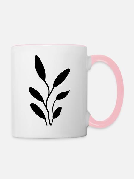 Blume mit Stiel - Tasse zweifarbig - Weiß/Pink