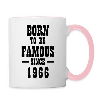 Né pour être célèbre depuis 1966 - Mug contrasté - blanc/rose - Droite