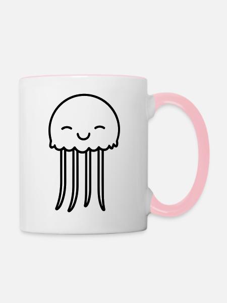 Qualle - Tasse zweifarbig - Weiß/Pink