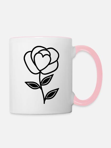 Rosa Blume - Tasse zweifarbig - Weiß/Pink