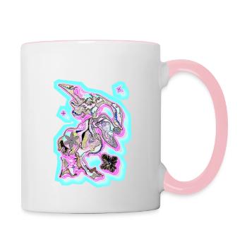 Brouillard de points - Mug contrasté - blanc/rose - Droite