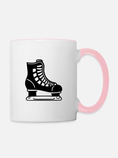 Schlittschuhlaufen - Tasse zweifarbig - Weiß/Pink