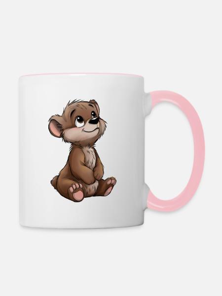 Niedlicher Bär - Tasse zweifarbig - Weiß/Pink