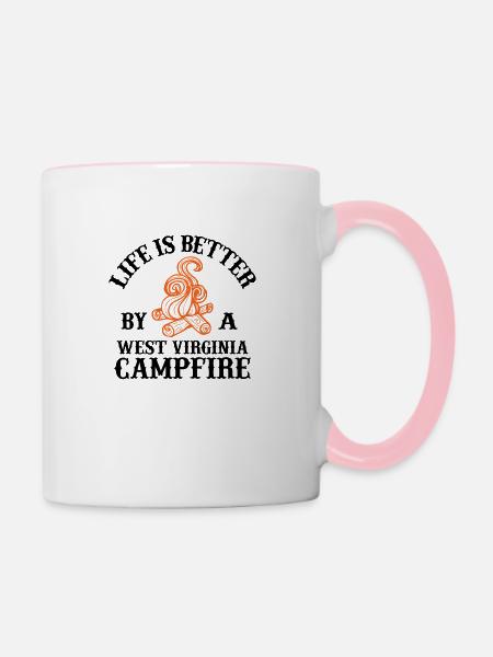 west virginia campfire - Tasse zweifarbig - Weiß/Pink