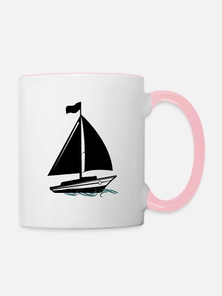 Segelboot - Tasse zweifarbig - Weiß/Pink