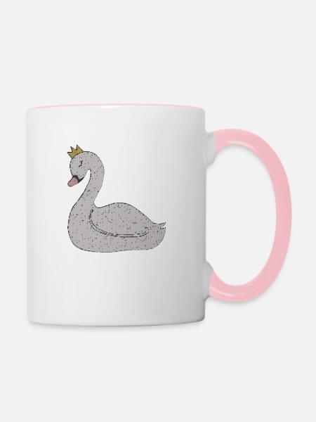schwan gewebe - Tasse zweifarbig - Weiß/Pink
