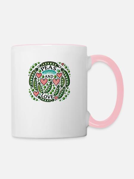 Erbsen und Liebe - Tasse zweifarbig - Weiß/Pink