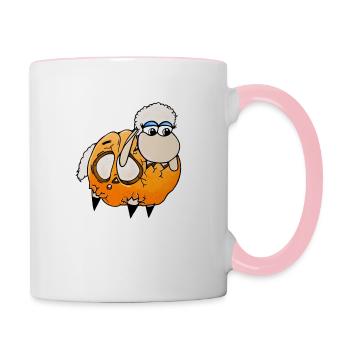 Wolly Sheepling dans Pumpkin Gaming - Mug contrasté - blanc/rose - Droite