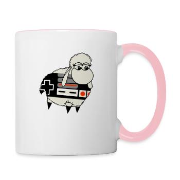 Manette rétro Wolly Sheepling - Mug contrasté - blanc/rose - Droite