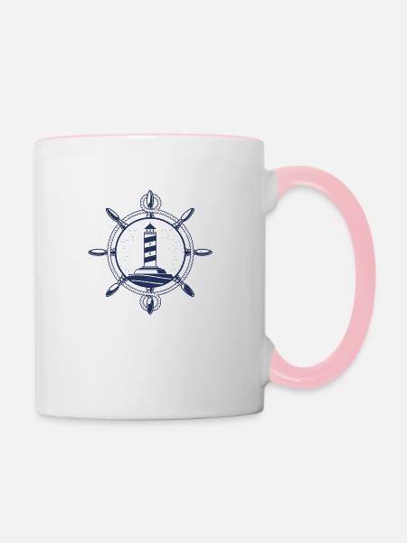 Leuchtturm - Tasse zweifarbig - Weiß/Pink