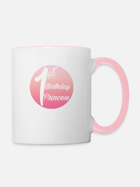 1er anniversaire princesse - Mug contrasté - blanc/rose