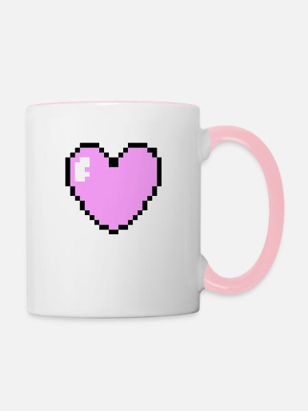 Rosa Pixel Herz - Tasse zweifarbig - Weiß/Pink