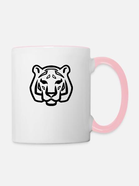 Tigerkopf Symbol schwarz - Tasse zweifarbig - Weiß/Pink