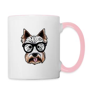 Hipster Terrier Hundeliebhaber - Tasse zweifarbig - Weiß/Pink - Rechts