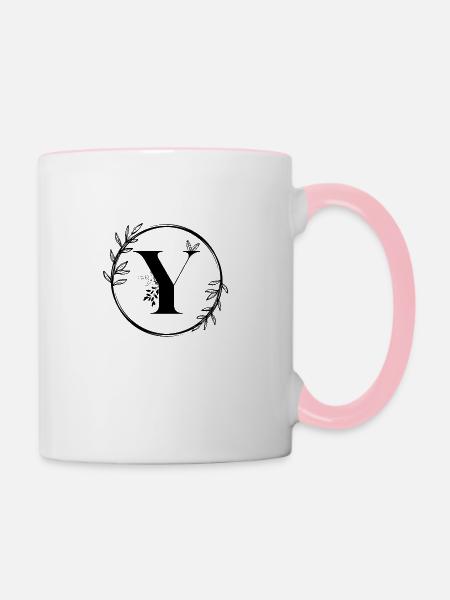 Brief Y Floral - Tasse zweifarbig - Weiß/Pink