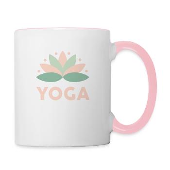 Yoga Lotus Achtsamkeit Meditation Lifestyle - Tasse zweifarbig - Weiß/Pink - Rechts