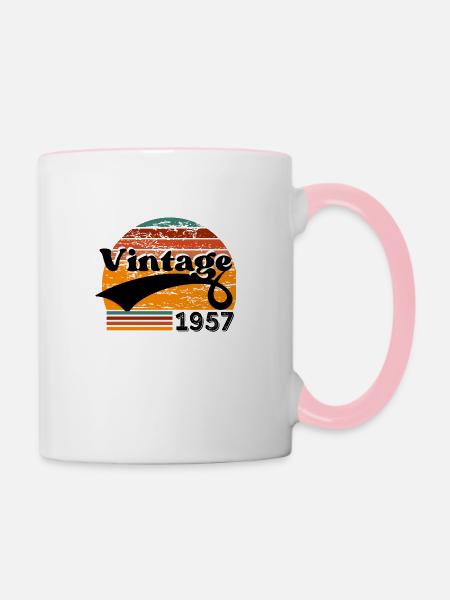 Jahrgang 1957 - Tasse zweifarbig - Weiß/Pink