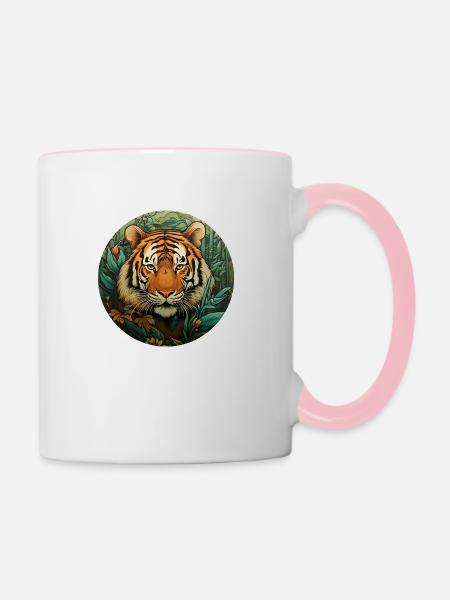 Lebendiger Tiger - Tasse zweifarbig - Weiß/Pink