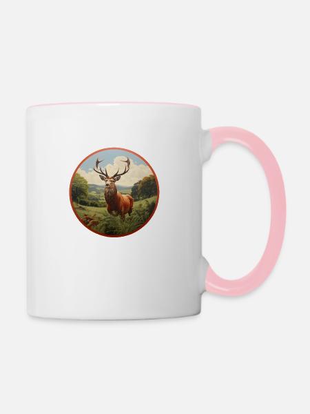 Rothirsch - Tasse zweifarbig - Weiß/Pink