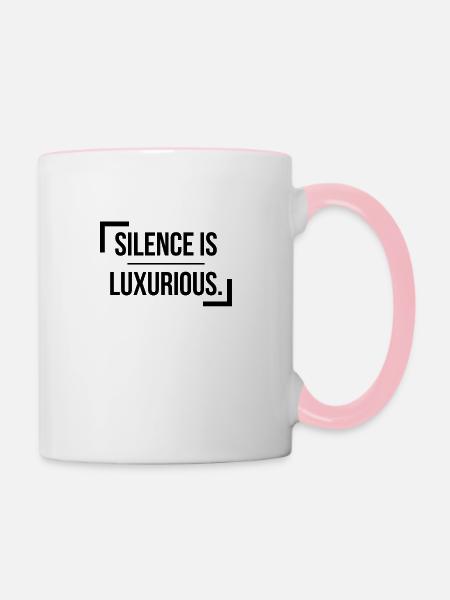 Ruhe ist luxuriös - Tasse zweifarbig - Weiß/Pink