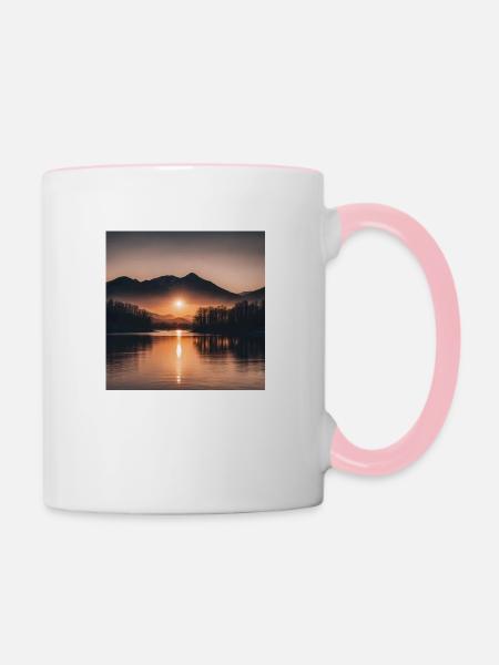 Sonnenuntergang - Tasse zweifarbig - Weiß/Pink