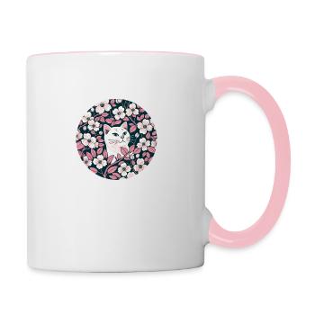 White Cat Flowers - Contrasting Mug - white/pink - Right