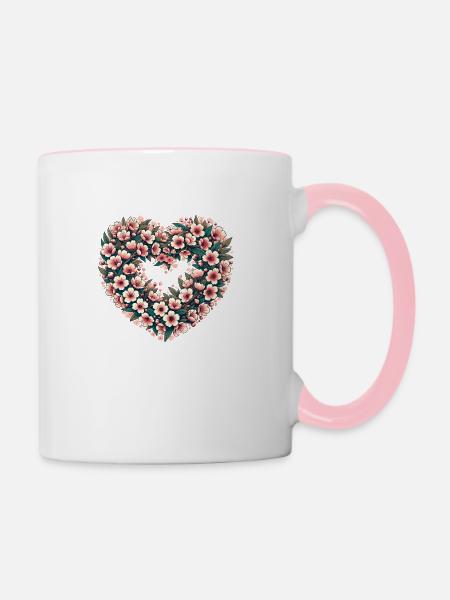 Frühlingsblumen - Tasse zweifarbig - Weiß/Pink