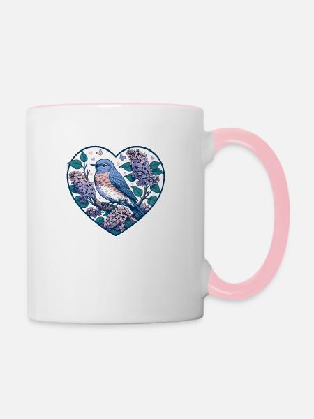 Östlicher Blauvogel - Tasse zweifarbig - Weiß/Pink