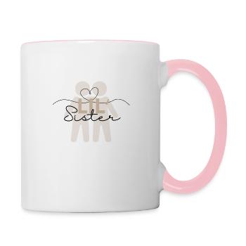 Little Sister - Sibling Design - Contrasting Mug - white/pink - Right