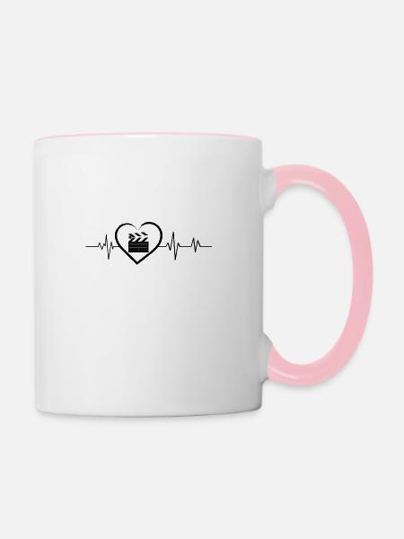 Herzschlag-Theater - Tasse zweifarbig - Weiß/Pink