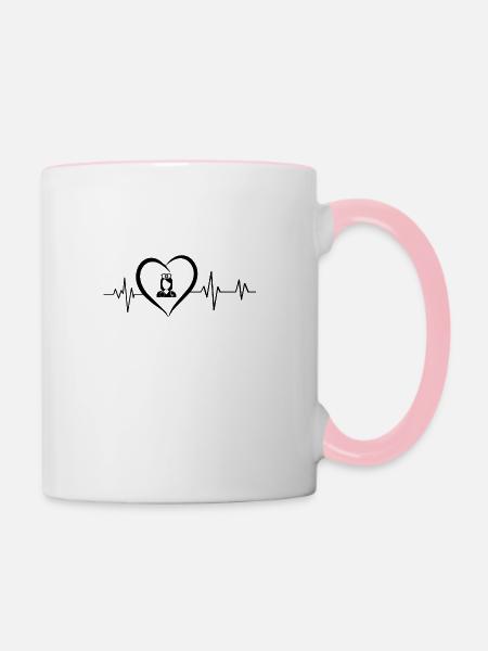 Herzschlag Krankenschwester - Tasse zweifarbig - Weiß/Pink