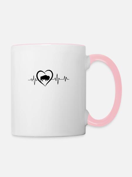 Büffel-Herzschlag - Tasse zweifarbig - Weiß/Pink