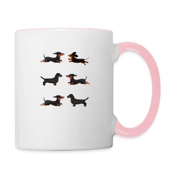 Dachshunds Dachshunds - Contrasting Mug - white/pink - Right