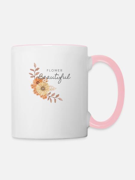 Flower - Tasse zweifarbig - Weiß/Pink