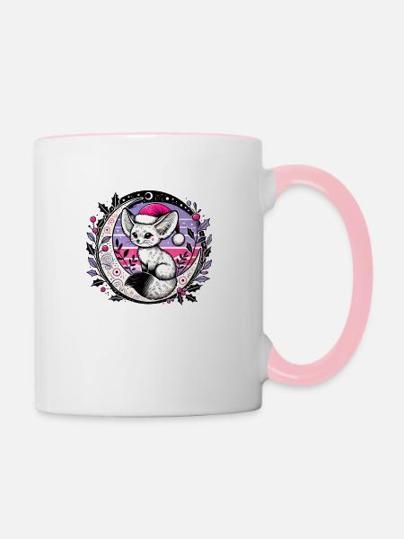 Weihnachten Fennec Fuchs - Tasse zweifarbig - Weiß/Pink